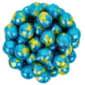 Madelaine World Globe Chocolate Foil Balls 5lb Bulk
